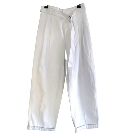 Polo Ralph Lauren Womens Pants Size 8 White Belted Wide Leg Denim - Picture 2 of 9